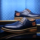 Повседневные мужские кожаные модельные туфли в деловом стиле; размеры 38-44; Лидер продаж; брендовые модные оксфорды на плоской подошве; Цвет черный, синий, коричневый