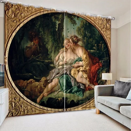 3D Curtain Роскошный 3D занавес Печатный натуральный красивые занавески трехмерная рельефная голова 3D ванная затемненная занавеска на заказ любой размер - Цвет: 3D Curtain