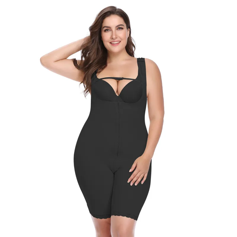 CR Plus Size 6XL 2019 Latex Women's Body Shaper Post Liposuction Girdle Clip Zip Bodysuit Vest Waist Shaper Reductoras Shapewear