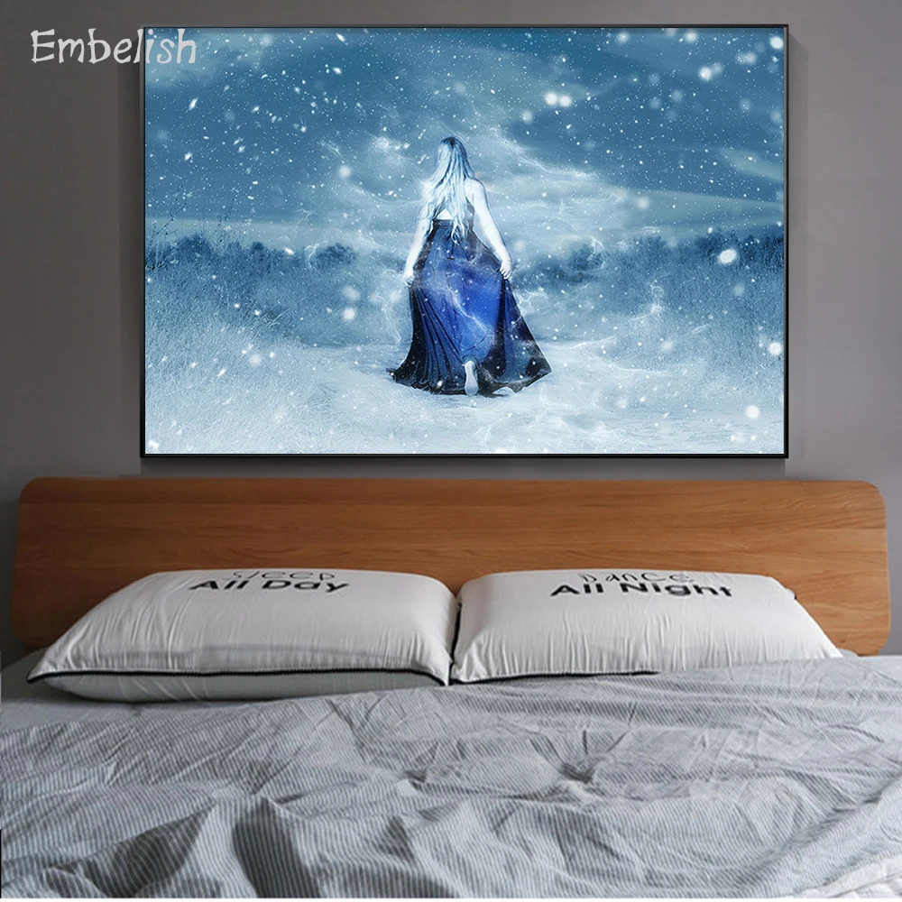 

Embelish 1 Pieces Large Girl In Snow Landscape HD Print On Canvas Paintings Home Decor Wall Art Posters Bedroom Poster