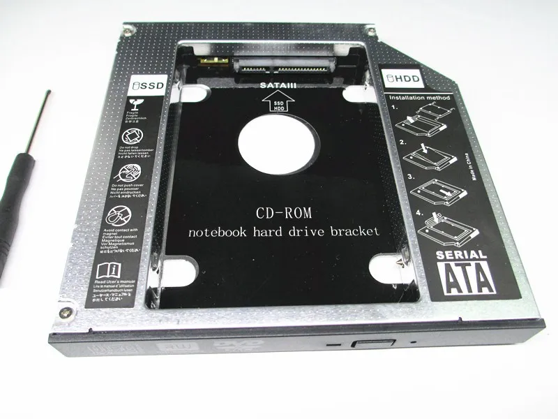 Новый обновленный 2 й SSD HDD HD драйвер жесткого диска Caddy SATA для 9 5 мм CD / DVD ROM