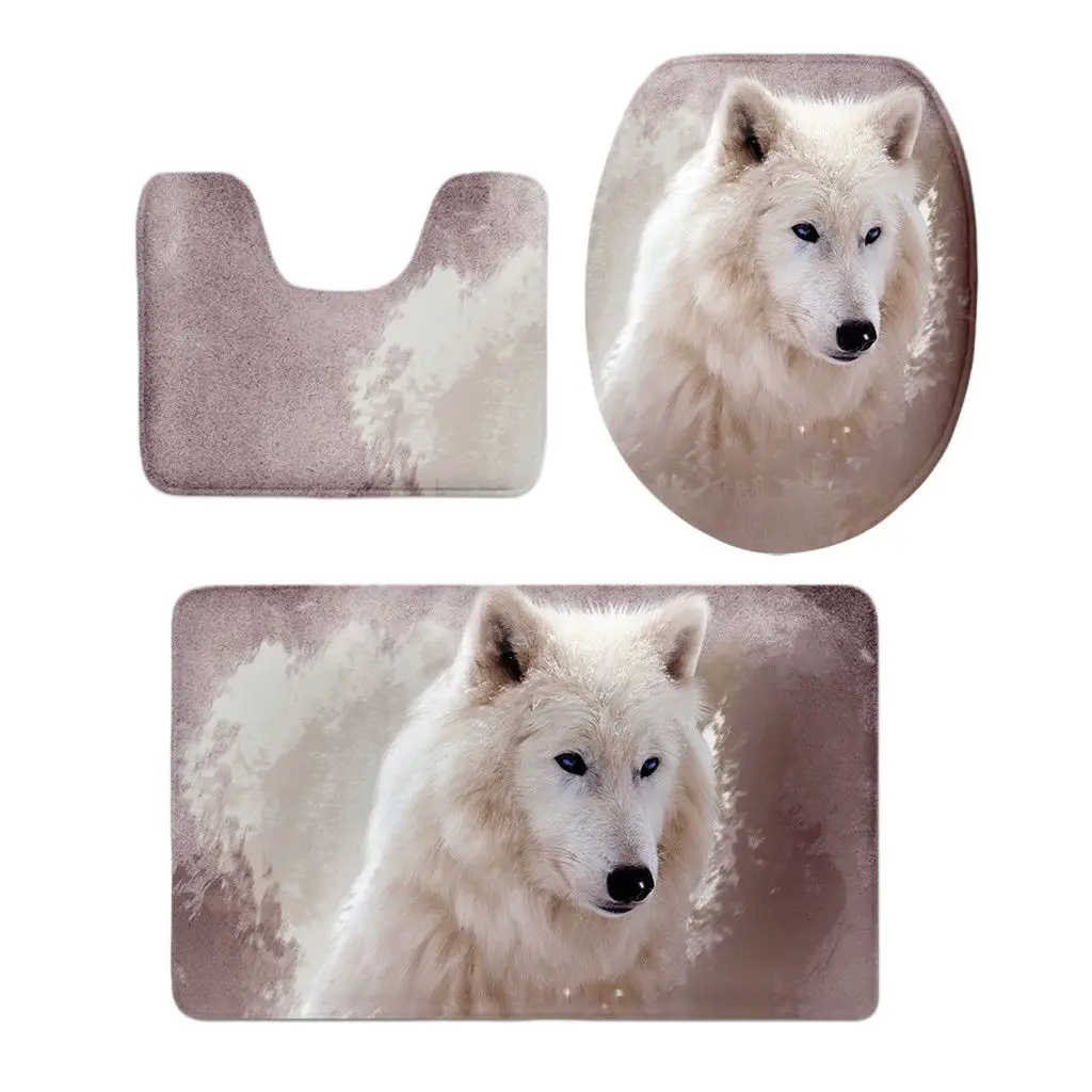 Bath Protector Flannel Mats Pedestal Set Toilet NonSlip Carpet Rug Cover 11 |