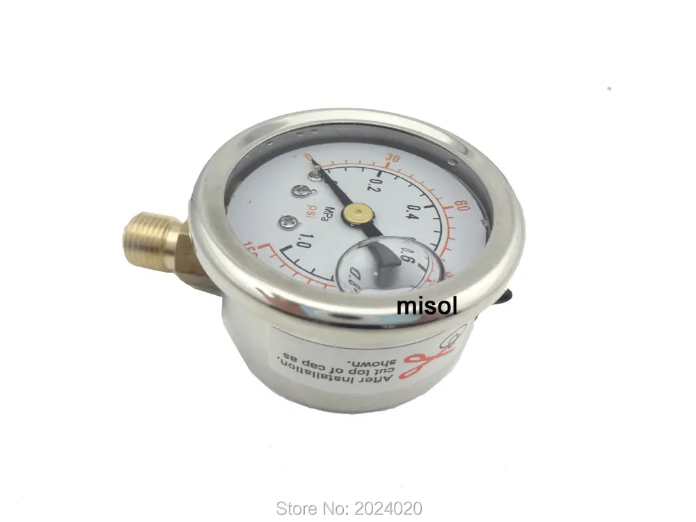 

1 pcs BSP 1/8" Radial connection Pressure gauge 140 PSI 10 Bar brass bar