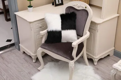 black and white Карамельный цвет, домашняя Роскошная мягкая флисовая подушка из искусственного меха, наволочка декоративное покрывало, чехлы на подушки, длинный мех, без подушки - Цвет: black and white