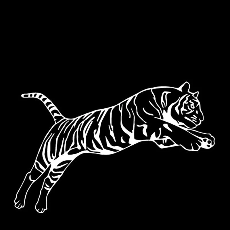 YJZT 17.4CM*11.5CM Tiger Predation Body Of Car Sticker Accessories Vinyl Decal Black/Silver C4-1143 | Автомобили и мотоциклы