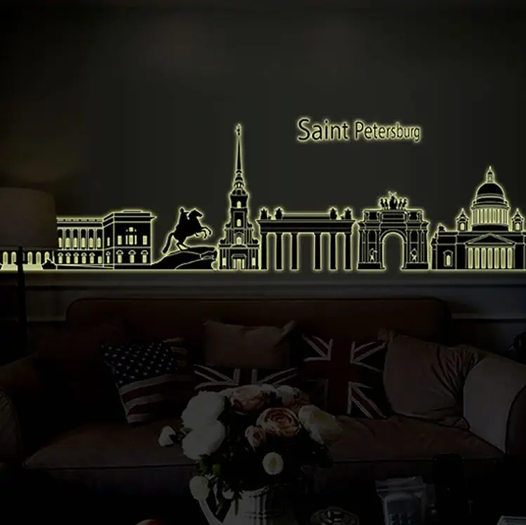 Фосфоресцирующая русская Настенная Наклейка с изображением Питера домашний
