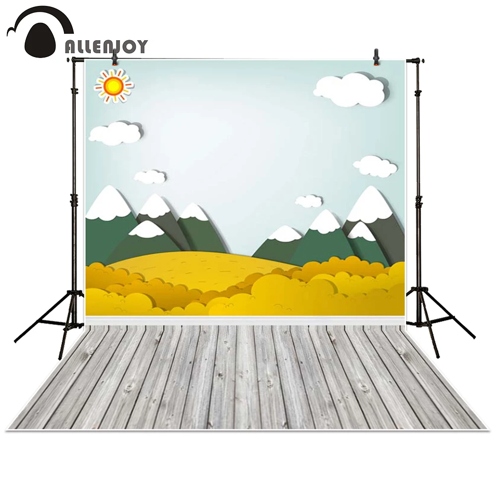 Фон для фотосъемки Allenjoy с изображением Солнца Дерева гор облаков бумажный фон
