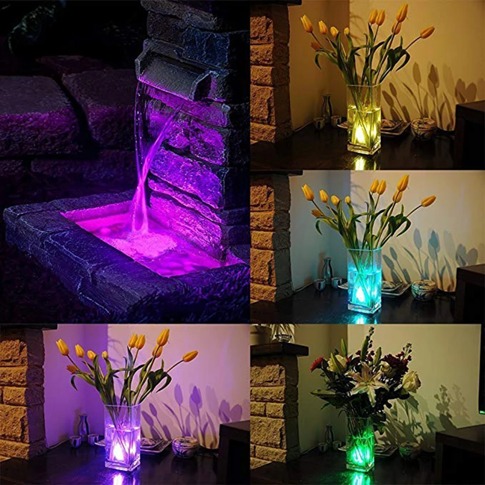 IP68 Водонепроницаемый светодиодный подводный светильник RGB красочный погружной светодиодный чайный светильник на батарейках ваза для аквариума Свадебная декоративная лампа