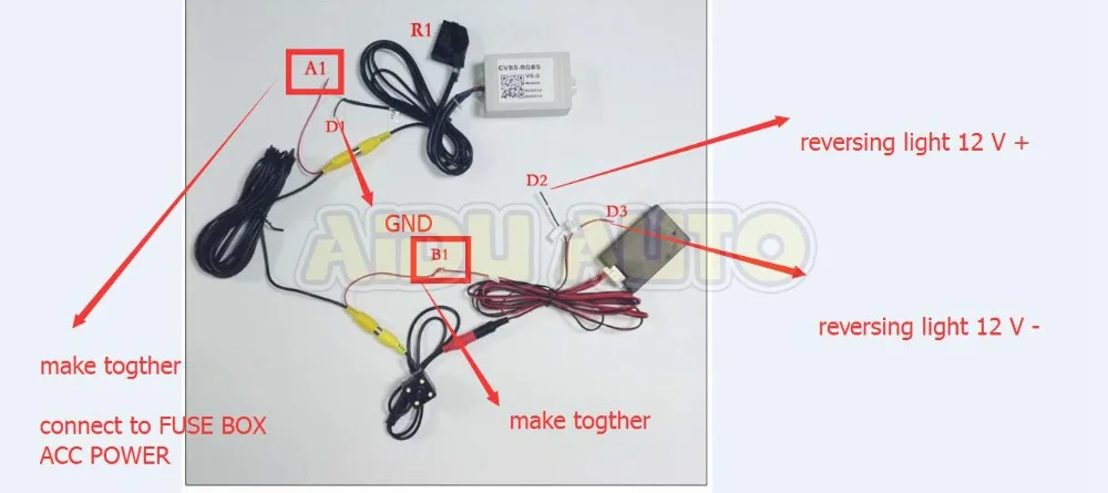 AV-декодер видеоконвертер фоторамка CVBS-RGBS RCD510 RNS510 RNS315 задний вид Av-адаптер