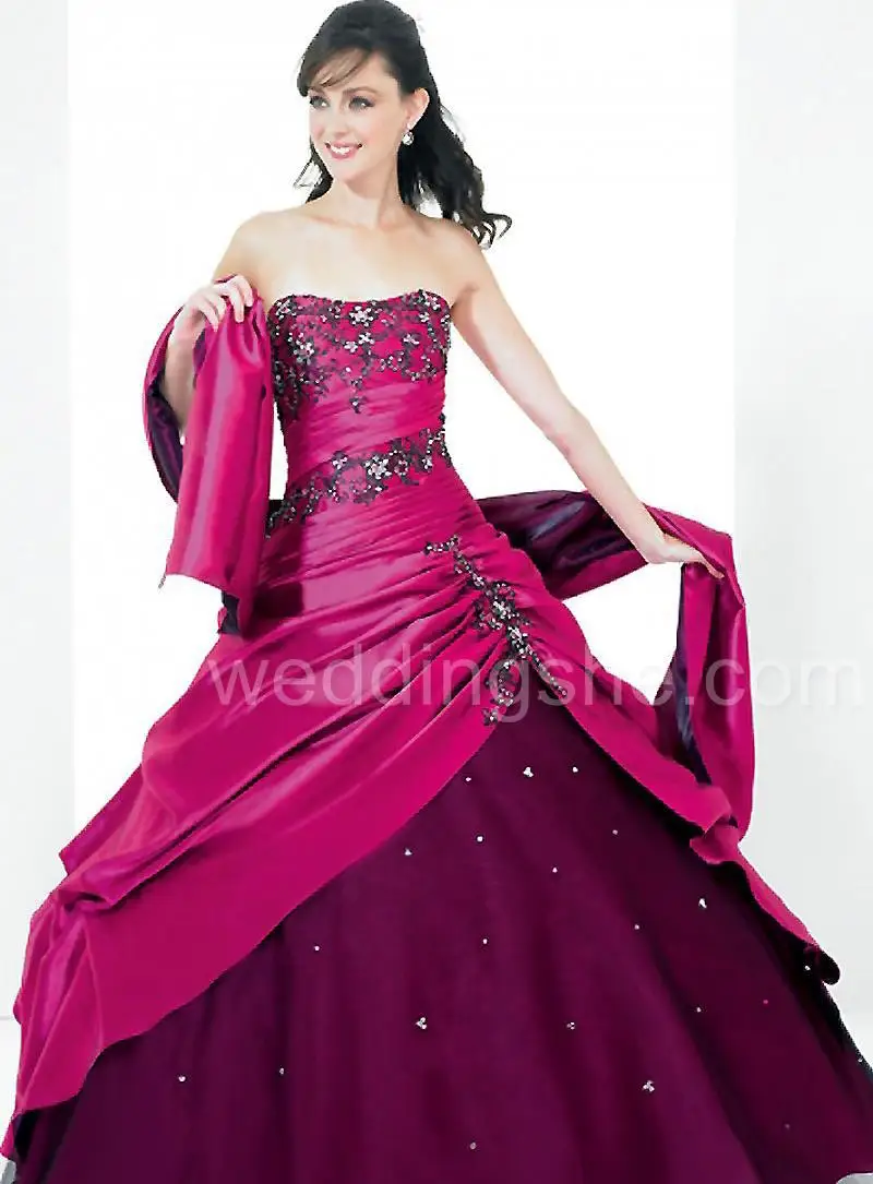 Inexpensive Hot Pink Ball Gown with Black Applique Quinceanera Dress 10985504 | Свадьбы и торжества