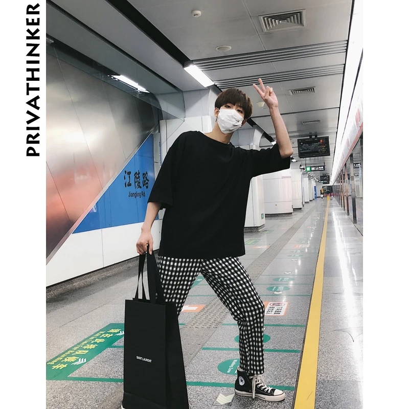 Мужская хлопковая футболка Privathinker однотонная Повседневная с рукавом до локтя в