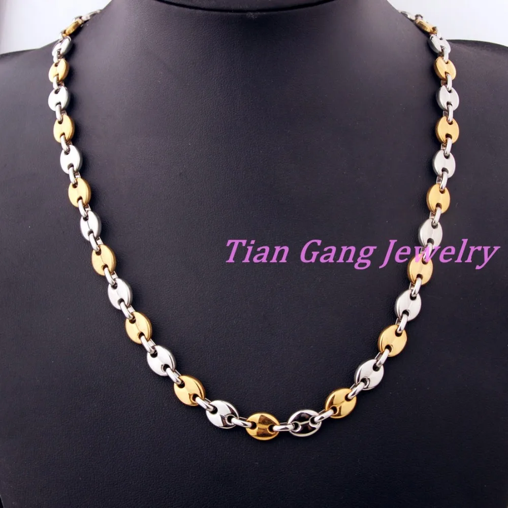 Винтажное ожерелье из кофейных зерен шириной 9 мм браслет нержавеющей стали для