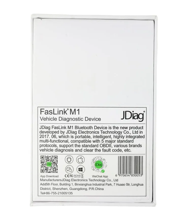 JDiag FasLink M1 OBD сканер Поддержка Bluetooth 4,0 для Wechat/Android/ISO положительные мешки лучше, чем ELM327 iDiag Икар диагностический инструмент