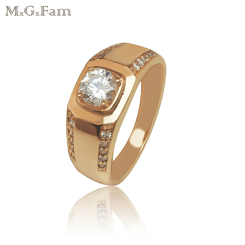 MGFam мужские кольца с одним камнем модные ювелирные изделия золотого цвета и