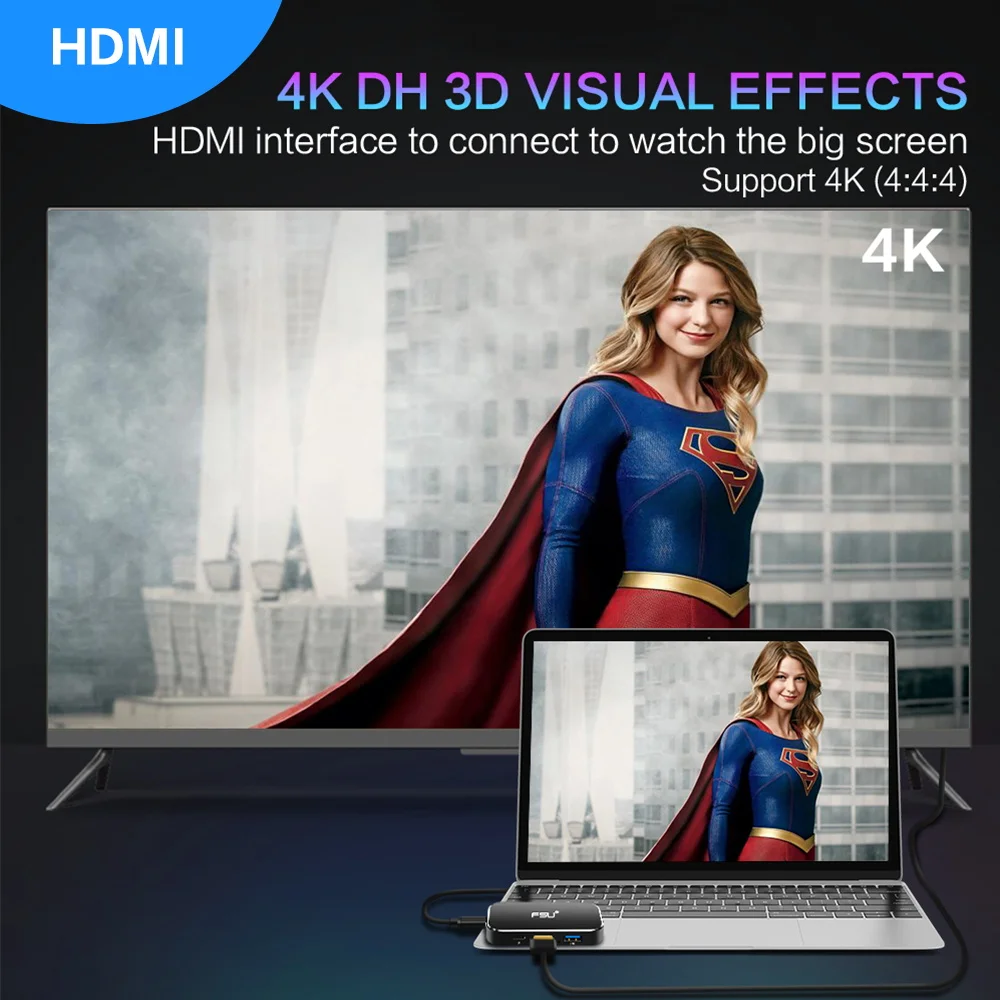 Thunderbolt 3 концентратор USB C 5x1 порт конвертер 4k HD 1080P Тип к HDMI 0 Быстрая зарядка черный