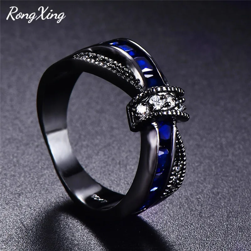 RongXing розовые/синие кристаллы из циркония кольцо с перекрестным плетением кольца