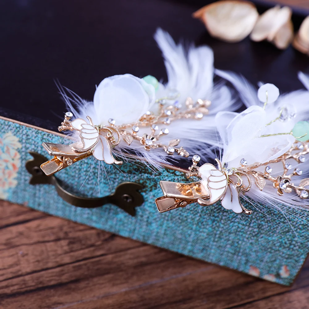 2 шт. искусственные заколки перья для волос золотого цвета дизайнерские