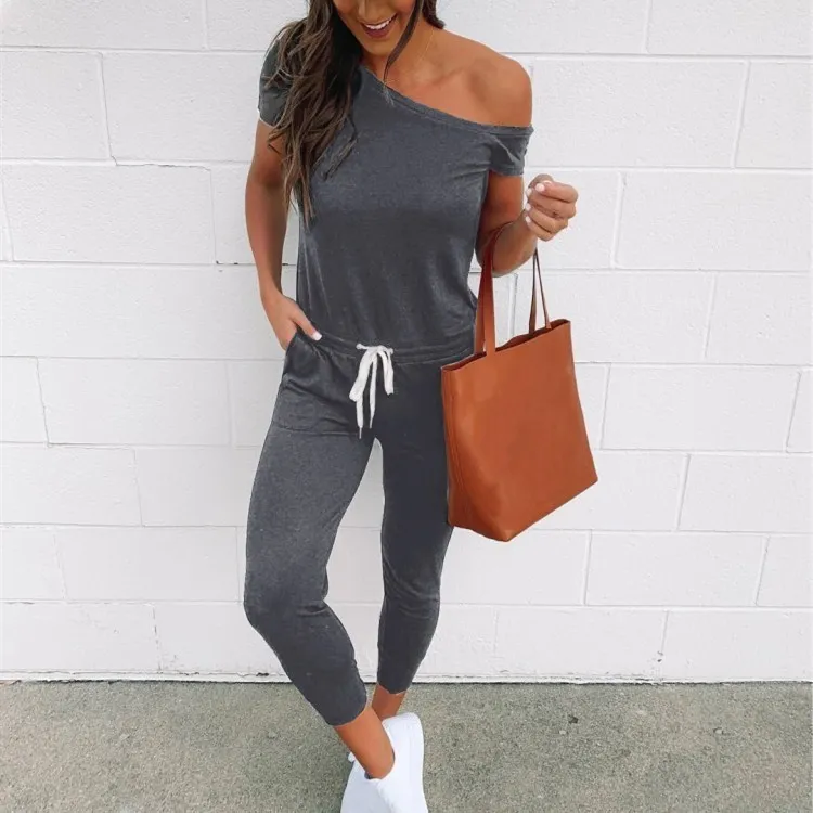 Женский Повседневный комбинезон с одним плечом мягкий Свободный на лето 2019 |