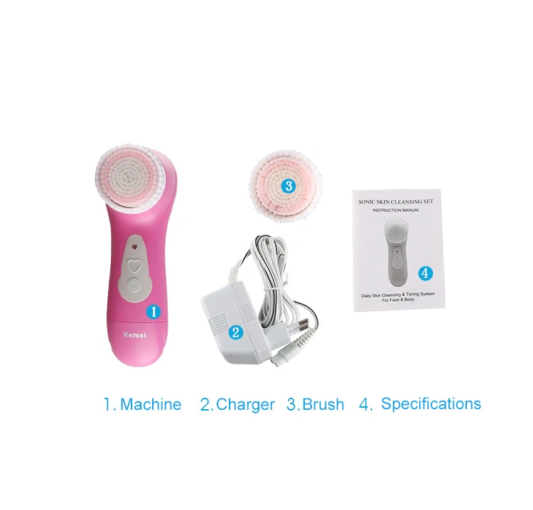 Kemei перезаряжаемая щетка для лица очиститель Электрический ультразвуковой limpiador