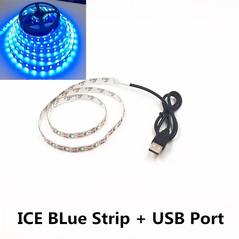 IceBlue Светодиодный светильник в ночную полоску DC5V с usb-кабелем 50 см 1 м 2 м 3 м 4 м 5 м USB светодиодный светильник SMD 3528 для телевизора и ноутбука - Испускаемый цвет: IceBlue