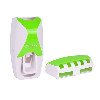 green 2 шт./компл. держатель для зубной щетки Hands Free Автоматический соковыжималка для зубной пасты с настенным креплением держатель для зубной щетки набор аксессуаров для ванной комнаты - Цвет: green