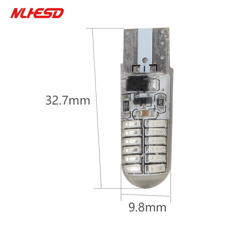1 шт. T10 силиконовый стробоскоп с отделкой из сверкающих блестящих 24smd 3014