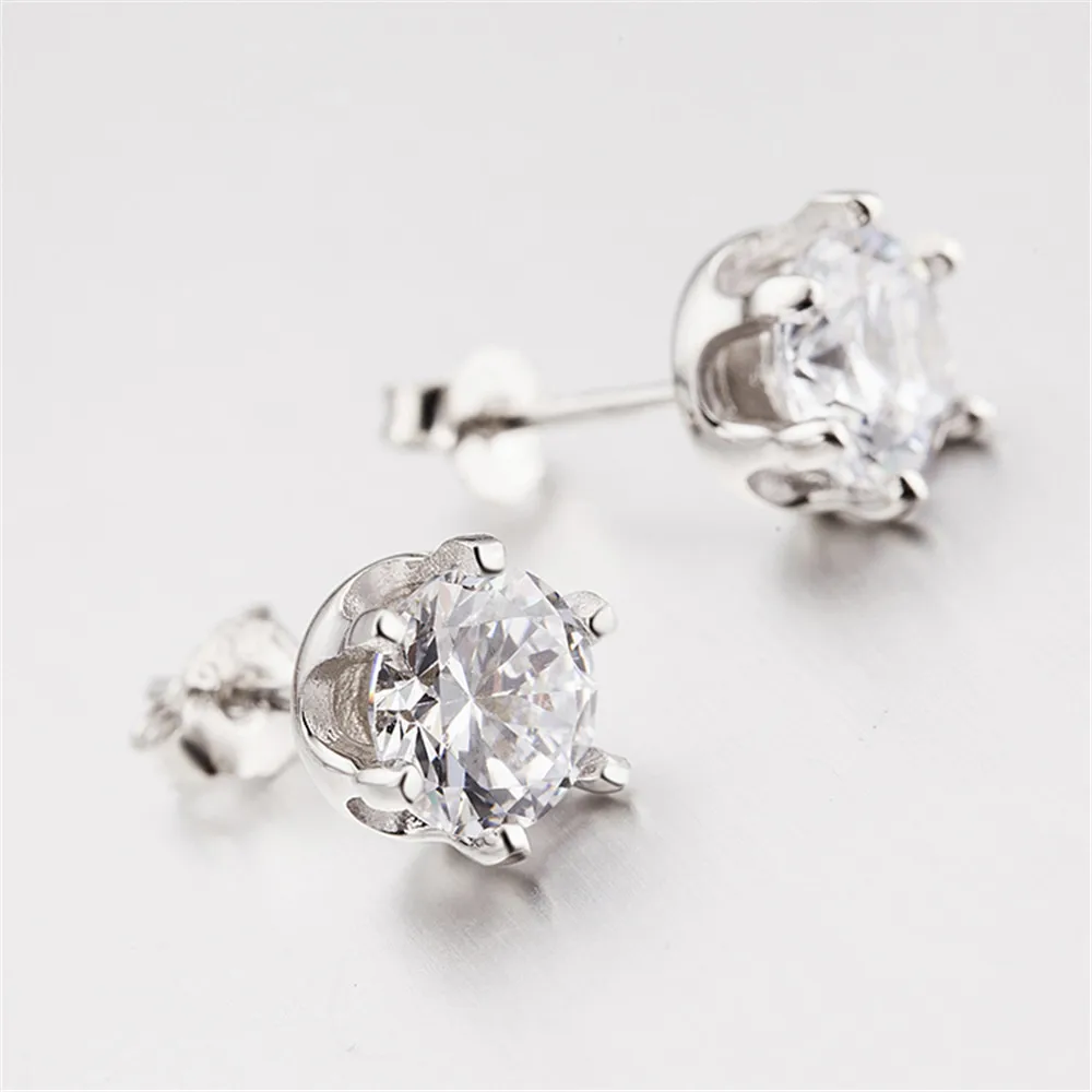 Женские серьги из серебра 925 пробы с фианитом|stud earrings|earring studs earringsheart crystal stud earrings |