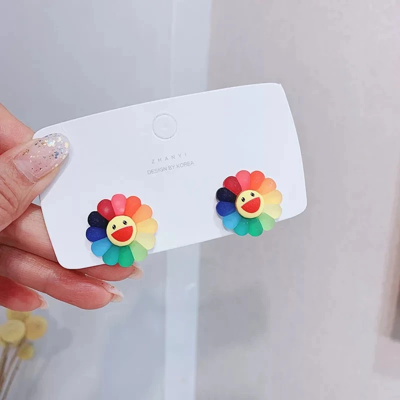 Корейские модные милые серьги гвоздики фруктового цвета акриловые цветы