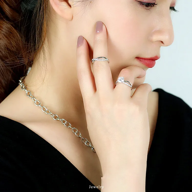 

Black Friday solid 925 Sterling Silver AAA Stone Wedding Ring Sets Engagement Ring for Women bridal bride Jewelry R2150S