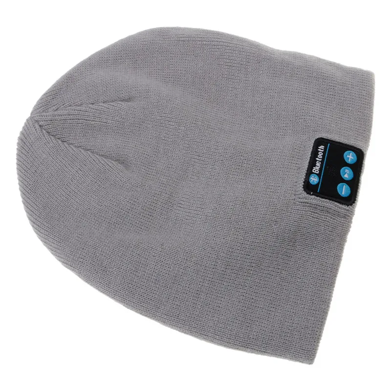 Серый Rechargeable Wireless Bluetooth Music Headset Speaker Smart Warm Knitted Hat Running hat - Цвет: Серый