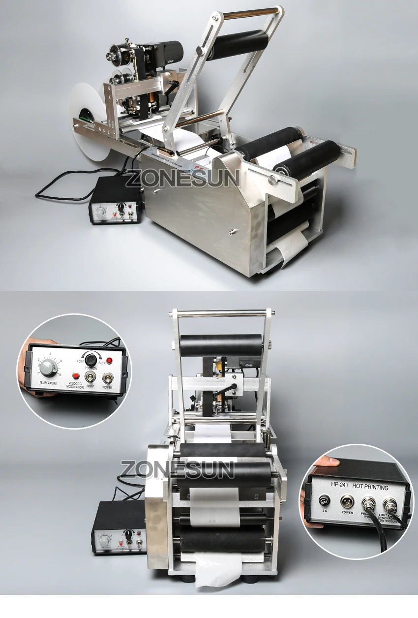 ZONESUN LT-50D Полуавтоматическая этикетировочная машина для лекарств бутылка для лекарств Этикетировочная машина с принтером даты печати