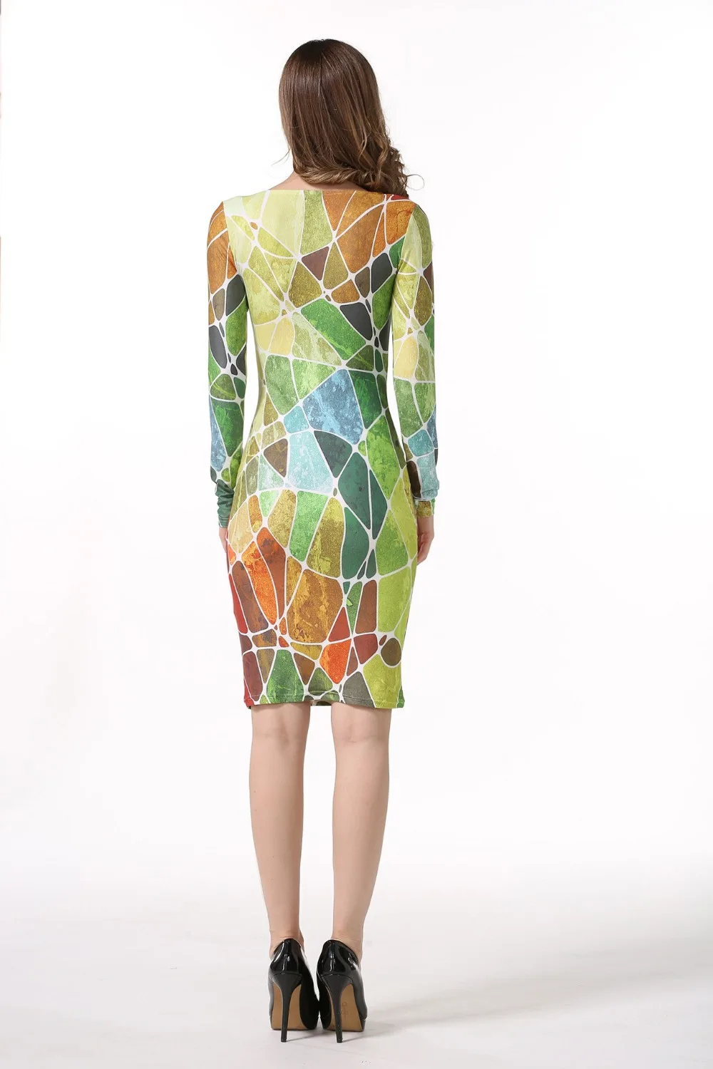 Платья.Осень-зима Для женщин в винтажном стиле с длинным рукавом высокой упругой