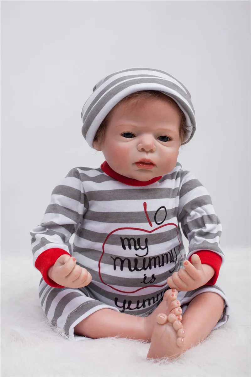 20 inches Doll Reborn Soft body Kawaii bebe real Babies For Girls boy gray Romper Newborn Dolls gift | Игрушки и хобби