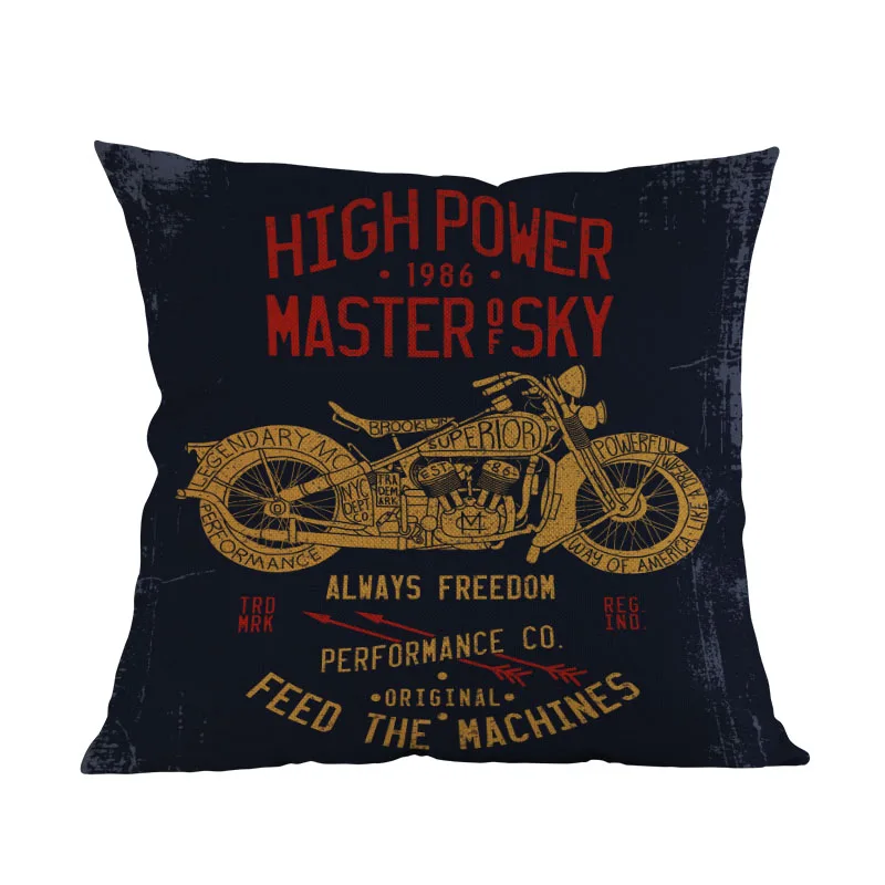 Classical Rock And Roll In Western Motorcycle Guitar Wings Hard Rebellious Letters PillowCase Home Decorative Cushion Cover | Дом и сад