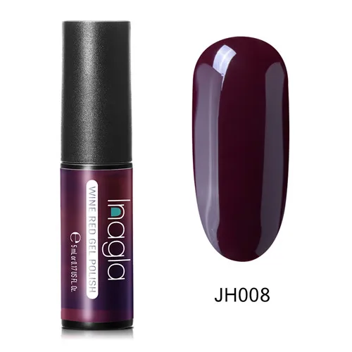 JH008 Inagla, цвет красного вина, Гель-лак для ногтей, 36 цветов, замачиваемый, УФ светодиодный Гель-лак, покрытие, цветной лак, долговечный гель, 5 мл, соска, эмалевый гель - Цвет: JH008