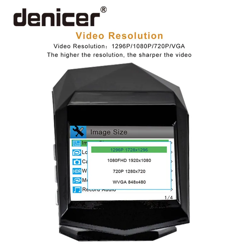 Автомобильный видеорегистратор Denicer с двумя объективами Full HD 1920x1080 P камерой