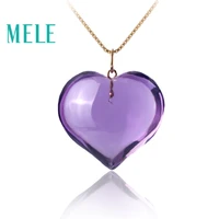 natural amethyst real 18k gold pendant for women and manheart cut concise style fine gemstone jewelry for party or gift