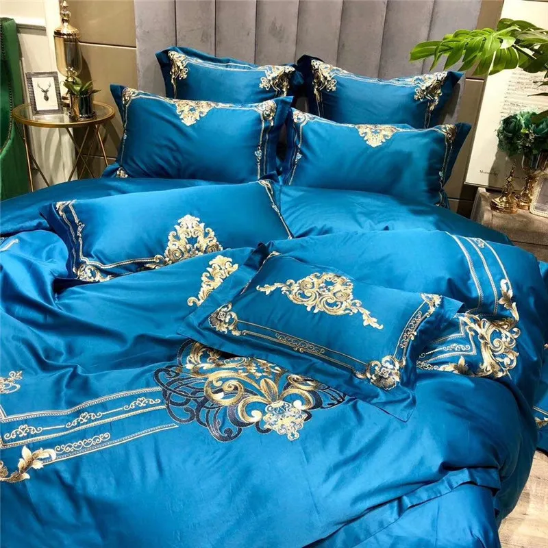 Новый Синий Зеленый Красный роскошный золотой Королевский вышивка Египетский