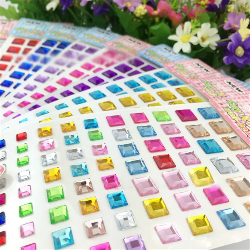 Мультфильм Квадратных Мотив Стразы Стикер Детские Игрушки Flatback Бусы Наклейка