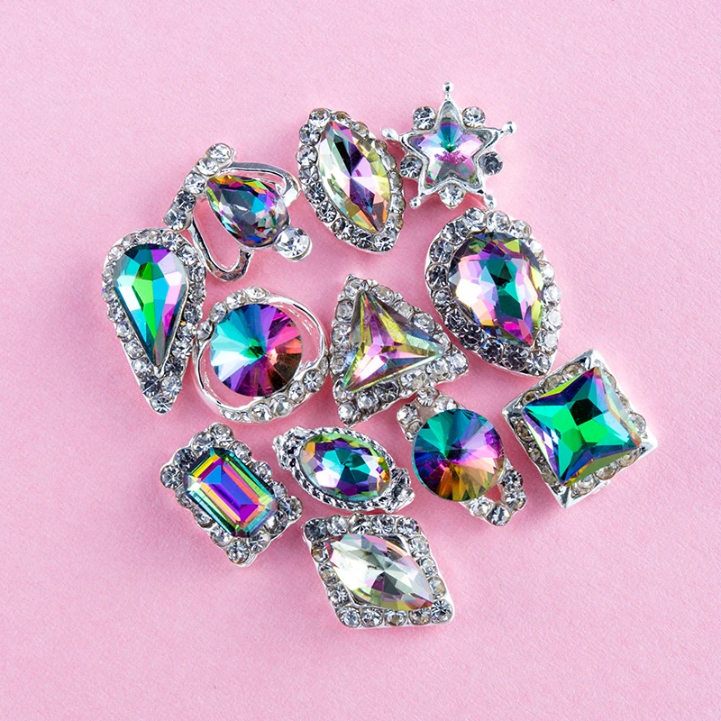 12 Design Nail Art Decoration Glass Crystal Flame AB Rhinestones Gems Alloy Metal 3D Tips DIY jewelry Accessories Tools Manicure | Красота и