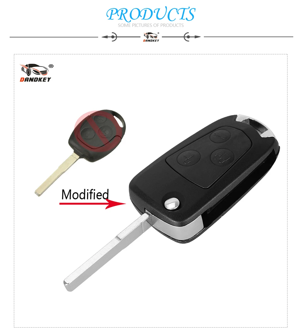 DANDKEY Замена для Ford Focus Mondeo Ka преобразование модифицировать флип 3 корпус для ключей на кнопке Брелок дистанционного ключа чехол складной Автомобильный ключ крышка