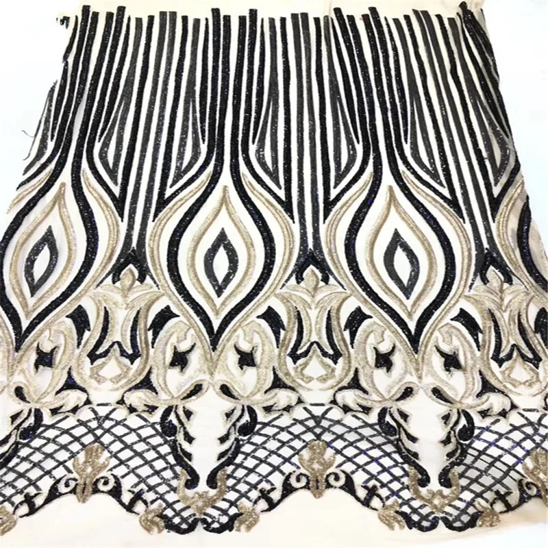 Новейшая кружевная ткань с блестками в африканском стиле блестящая благородная