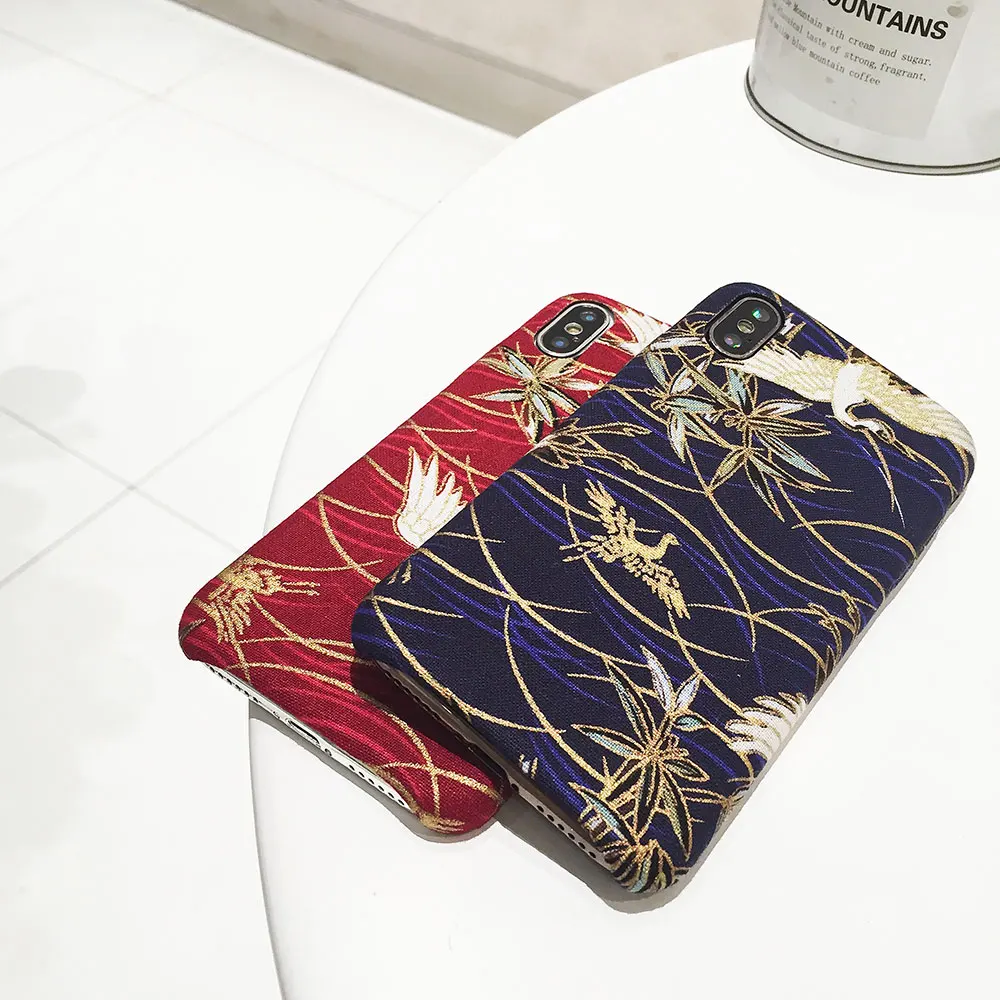 Boucho Ретро Мультфильм кран шаблон телефонные чехлы для iphone X чехол ткань бархат