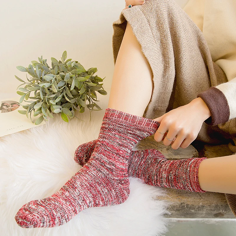 Модные женские вязаные носки новые универсальные хлопковые удобные теплые