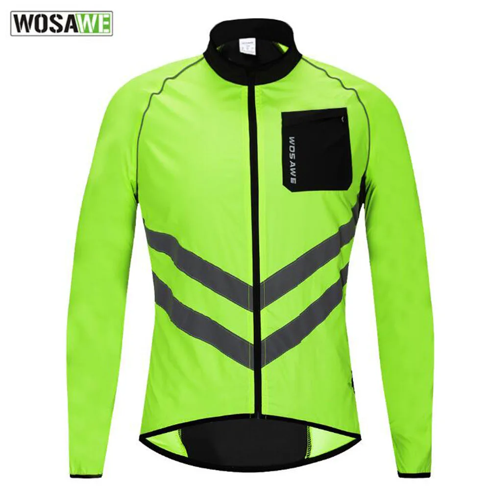 Roupas dos Homens Roupas de Bicicleta Ciclismo Jaqueta Reflexiva Manga Longa Impermeável Leve Chuva Windbreaker Cabolsa