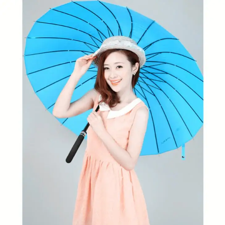 Зонт от солнца цветные длинные зонты с 24 ребрами для гольфа прямой длинной ручкой