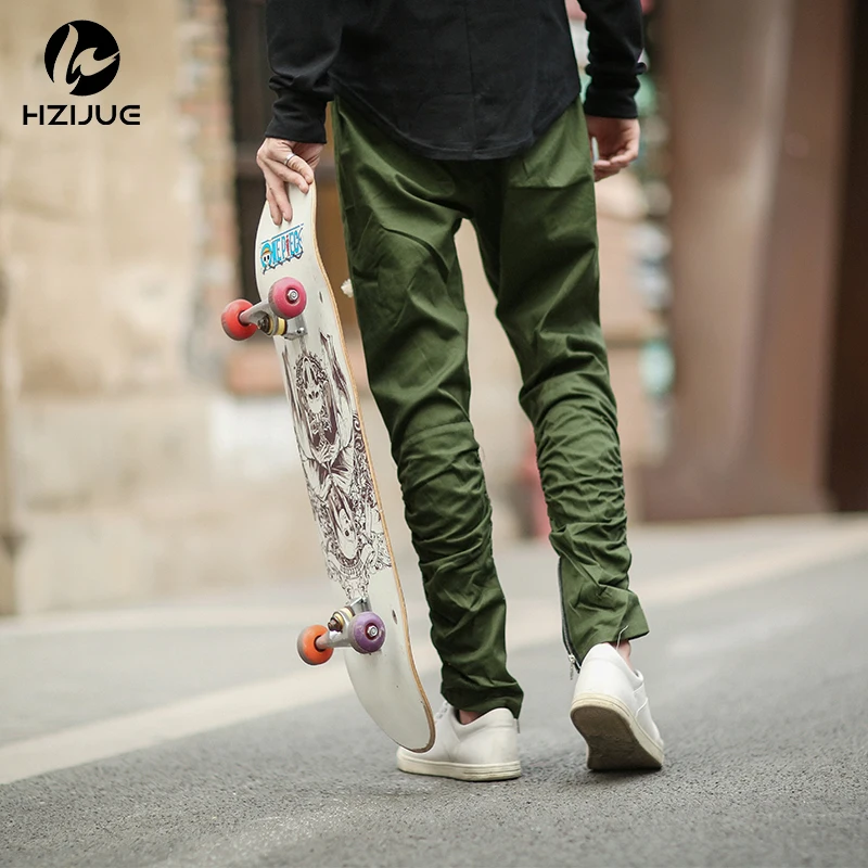Джастин Бибер боковой молнии для мужчин slim fit повседневные мужские s хип хоп jogger байкерские брюки Swag спортивные брюки обтягивающие брюки луч ноги брюки