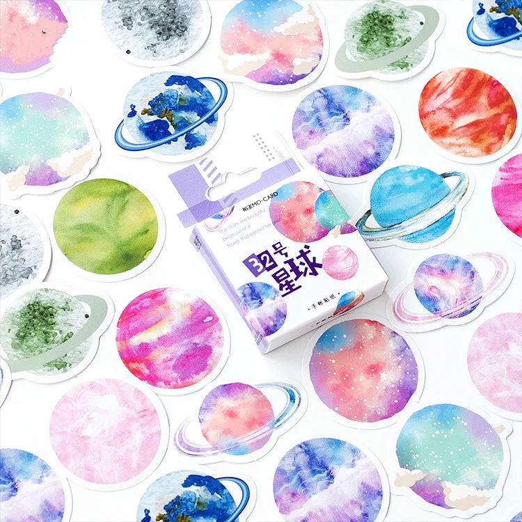 45PCS/box Hot Sale Planet Earth Pluto Moon Mini Memo Pad N Times Sticky Notes School Supply Bookmark DIY Album Seal Sticker Gift