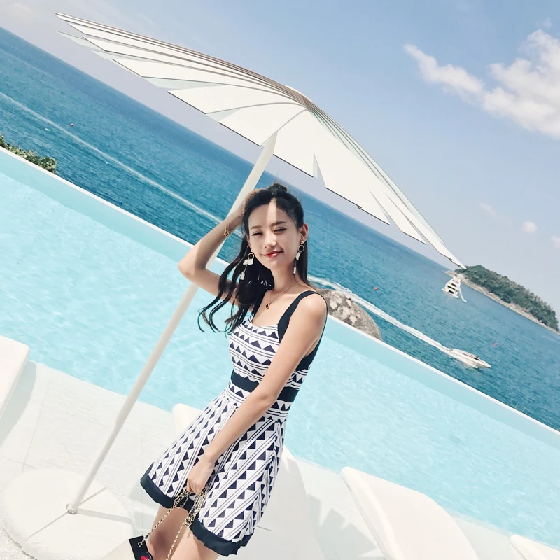 Цельный купальник для женщин накидка девочек платье с высокой талией