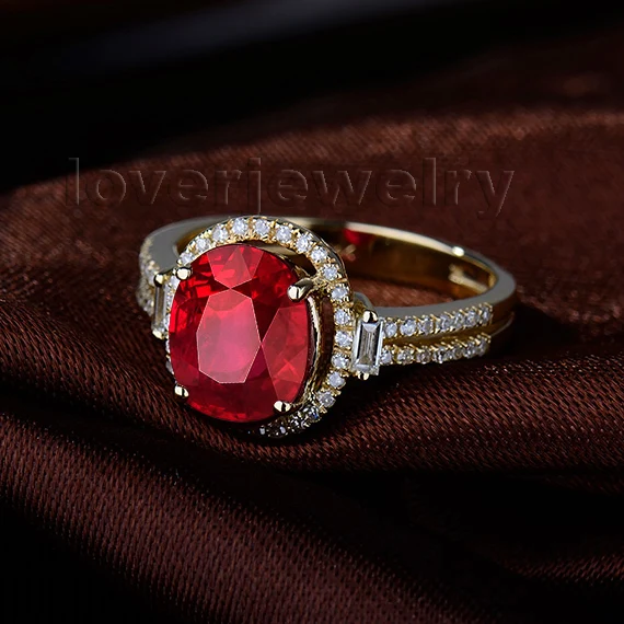 Кольцо LOVERJEWELRY из желтого золота 8 х10 мм с рубином|ring for|ring for saleruby ring |